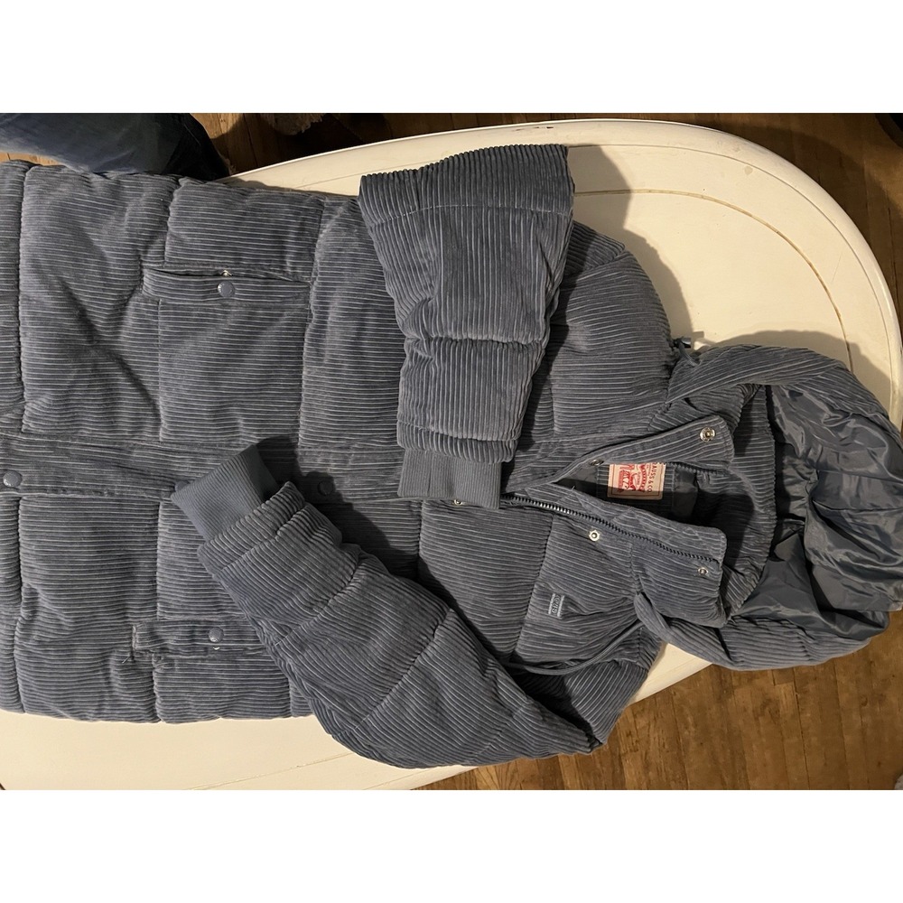 Levi's women's corduroy quilted bubble puffer jacket‎ Blue Sz Sm